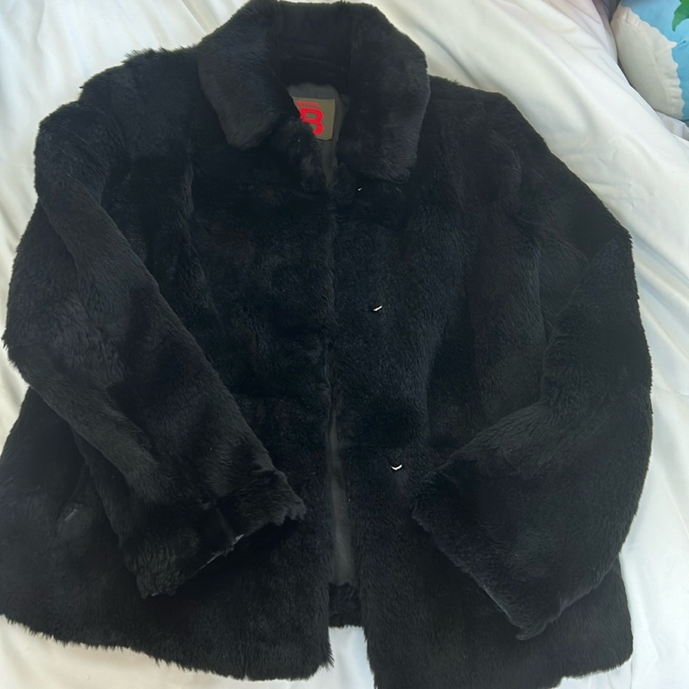 BERNARDO collection black fur coat
